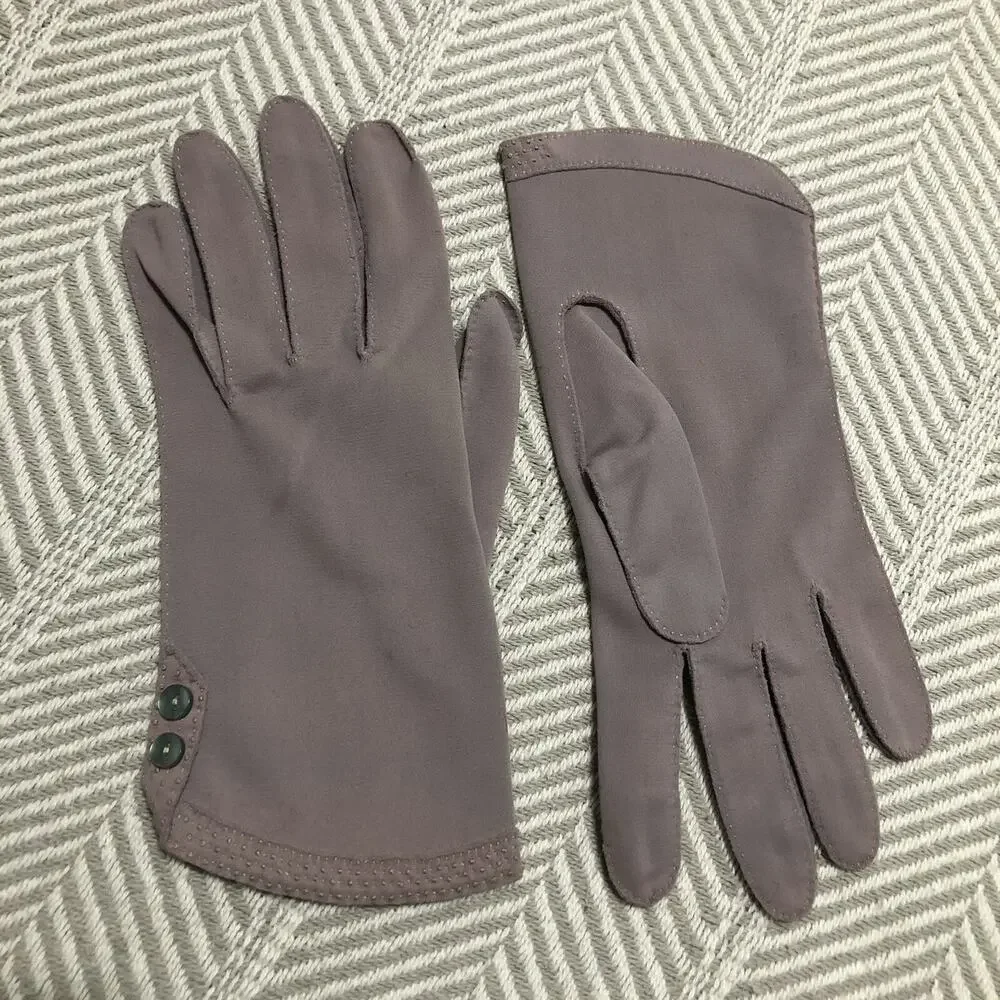 Gloves By Superb Purple Wrist Length Lavender Vintage Embroidered Buttons Small